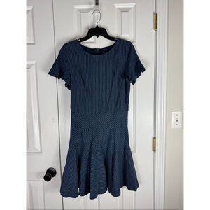 NWT Banana Republic Womens Linen Blend Navy  Pinstriped Dress Size 10